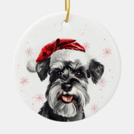 Glücklicher Schnauzer-Hund Weihnachten Personalisi Keramik Ornament