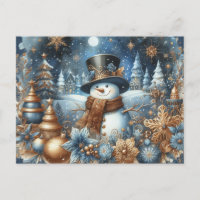 Glücklicher Schneemann Blues und goldenes Design l