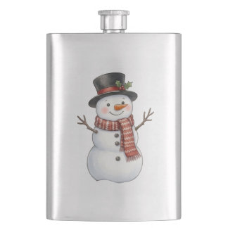 Glücklicher Schneemann  Flachmann