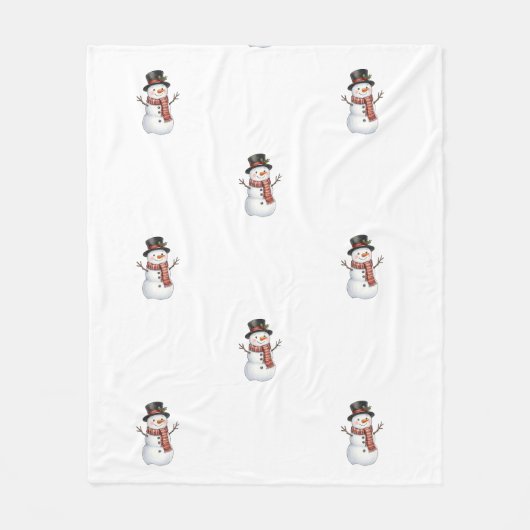 Glücklicher Schneemann Fleecedecke (Vorderseite)