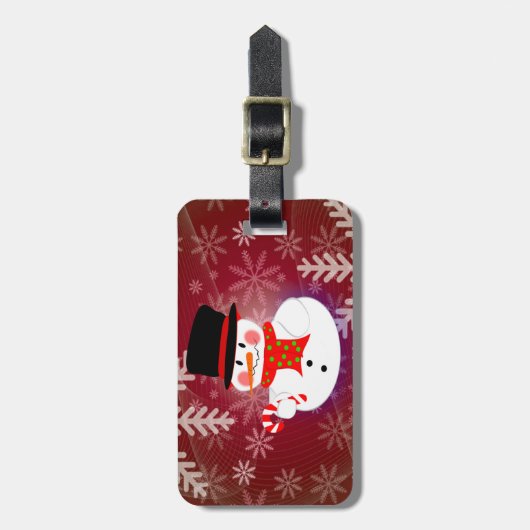 Glücklicher Schneemann Gepäckanhänger (Vorderseite vertikal)
