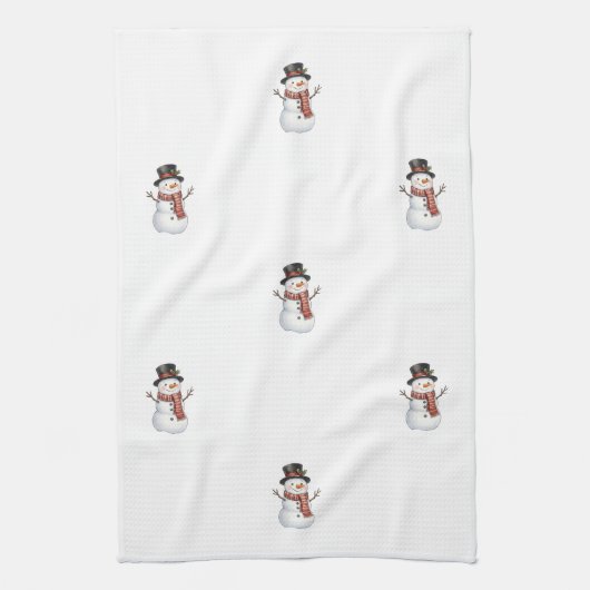 Glücklicher Schneemann Geschirrtuch (Vertikal)