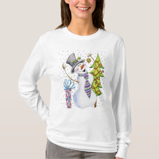 Glücklicher Schneemann langes Sleve T - T-Shirt