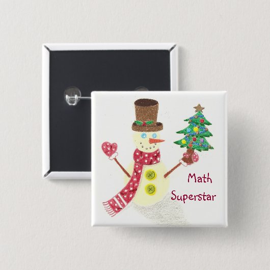 Glücklicher Schneemann, Math Superstar Button (Vorne & Hinten)