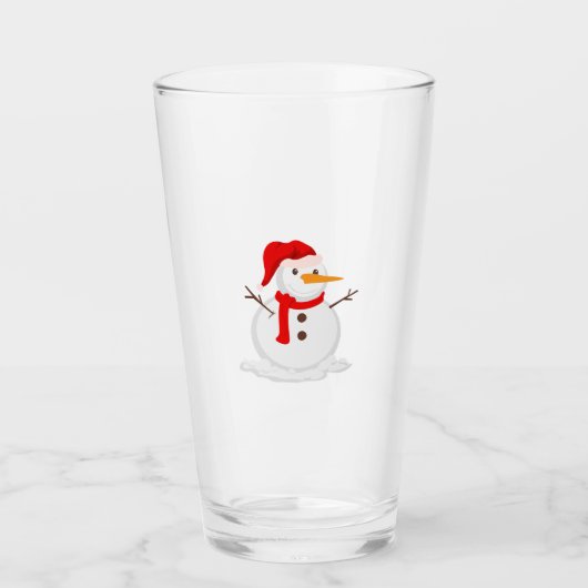 Glücklicher Schneemann mit Santa Hut Glas (Vorderseite)