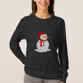 Glücklicher Schneemann mit Santa Hut T-Shirt