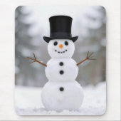 Glücklicher Schneemann mit schwarzem Zylinder Mousepad (Vorne)