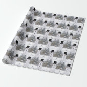 Glücklicher Schneemann mit Zylinderhut Geschenkpapier (Ungerollt)