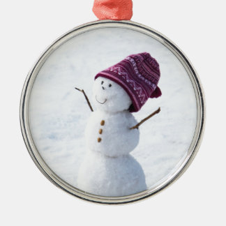 Glücklicher Schneemann Silbernes Ornament