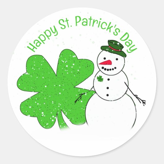 Glücklicher Schneemann St. Patrick's Day Runder Aufkleber (Vorderseite)