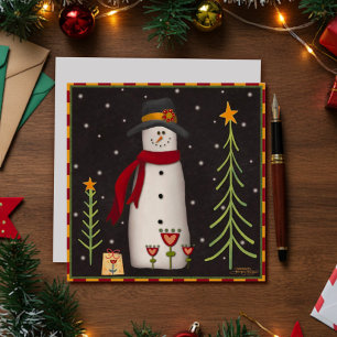Glücklicher Schneemann Süße Weihnachts-Feiertagska Feiertagskarte