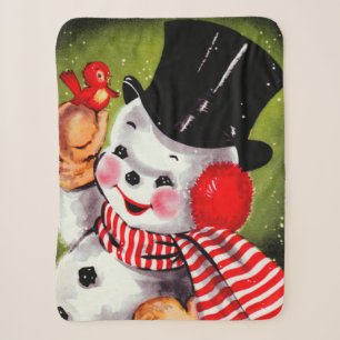 Glücklicher Schneemann Vintage Sherpadecke