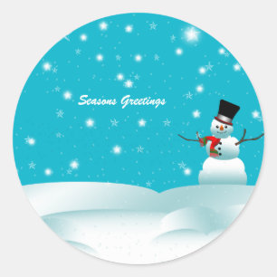 Glücklicher Schneemann-Weihnachtswinter-runder Runder Aufkleber