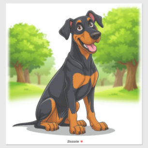 Glücklicher Schwarz-Tan-Hund Aufkleber