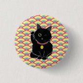Glücklicher schwarze Katzen-Zelda-Knopf Button (Vorderseite)