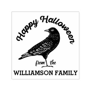 Glücklicher schwarzer Krähen-Vogel Halloween Permastempel