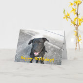 Glücklicher schwarzer Labrador Karte (Gelbe Blume)
