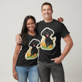 Glücklicher schwarzer Welpe in Wildblumen T-Shirt (Unisex)