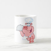 Glücklicher Schwein-Koch, der ein Kaffeetasse (Mittel)