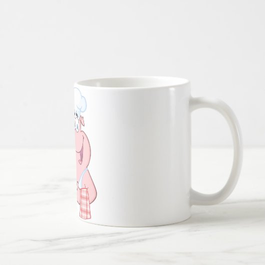 Glücklicher Schwein-Koch, der ein Kaffeetasse (Rechts)