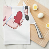 Glücklicher Schwein-Koch mit Wurst-Gabel Küchentuch (Viertel Falte)