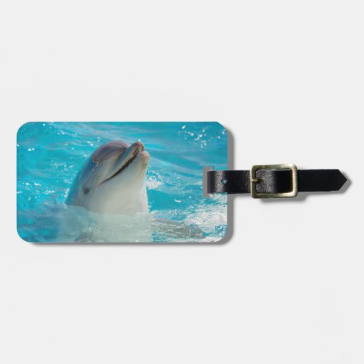 Glücklicher Schwimmen-Delphin Gepäckanhänger (Vorderseite horizontal)