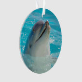 Glücklicher Schwimmen-Delphin Ornament (Vorderseite)