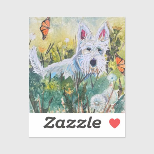 Glücklicher Scottie auf einem Feld Aufkleber (Blatt)