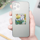 Glücklicher Scottie auf einem Feld Aufkleber (Telefon)