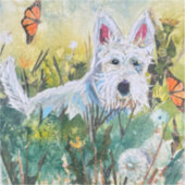 Glücklicher Scottie auf einem Feld Aufkleber (Vorderseite)