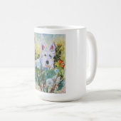 Glücklicher Scottie auf einem Feld Kaffeetasse (VorderseiteRechts)