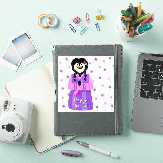 Glücklicher Seollal Pinguin Aufkleber (iPad Hülle)