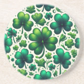 Glücklicher Shamrock St. Patrick's Day Sandstein-G Getränkeuntersetzer (Vorne)