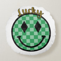 Glücklicher Smiley Green Gold Checkered Happy Face