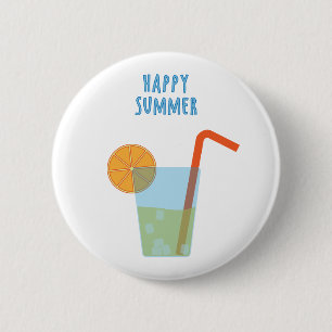 Glücklicher Sommer-Button mit einem Cocktail Button