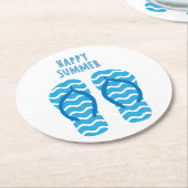 Glücklicher Sommer-Untersetzer mit Flip Flops Runder Pappuntersetzer (Angewinkelt)