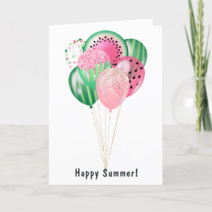 Glücklicher Sommer Wassermelonen Luftballons Famil Feiertagskarte