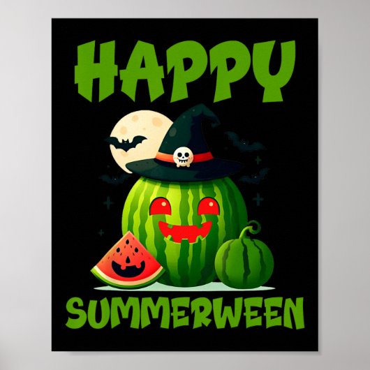 Glücklicher Sommerween Sommer Wassermelone Jack-o- Poster (Vorne)