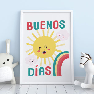Glücklicher Sonnennursery-Kunstposter auf Spanisch Poster