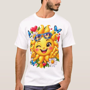 Glücklicher Sonnenschein Floral Regenbogen T-Shirt