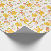 "Glücklicher Sonnenschein und Regenbogenfreunde – Geschenkpapier (Ecke)