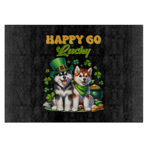 Glücklicher Sorgloser Süßer Husky St. Patricks Tag Schneidebrett