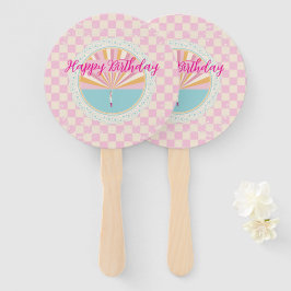 Glücklicher Spaß Rosa Gingham Karo Karierter Gebur Fächer