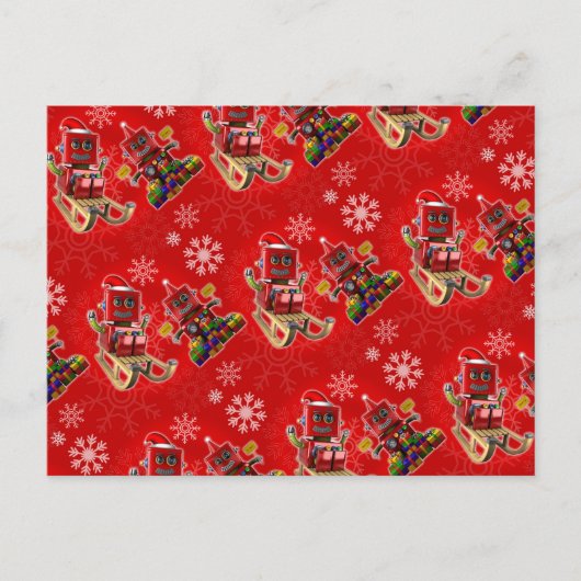 Glücklicher Spielzeugroboter Feiertagspostkarte (Vorderseite)
