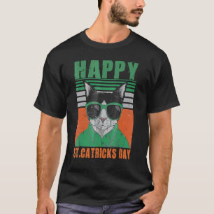 Glücklicher St. Katzen-Tricks-Tag Shamrock-Hut Vin T-Shirt