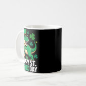 Glücklicher St Pat-Rex Dinosaurier St. Patrick's D Kaffeetasse (Vorderseite Links)
