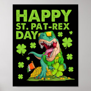 Glücklicher St Pat T-Rex Tag Dinosaurier St Patric Poster