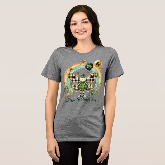 Glücklicher St. Patrick Damen Tri-Blend Shirt (Vorderseite voll)