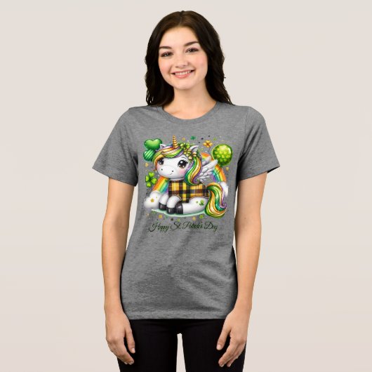 Glücklicher St. Patrick Damen Tri-Blend Shirt (Vorderseite voll)