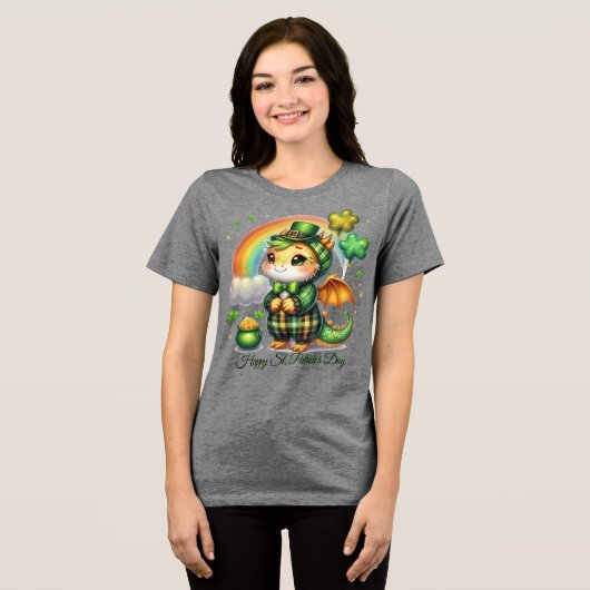 Glücklicher St. Patrick Frauen- Tri-Blend Shirt (Vorderseite voll)
